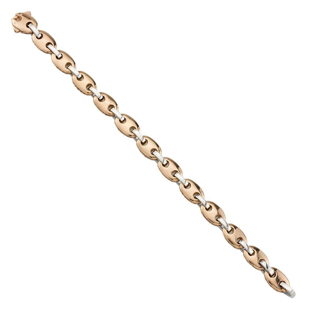 Puff Link Diamond Bracelet in Two Tone 14k Gold 9.5mm 10 Ctw