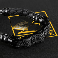 Thumbnail for Black Stainless Steal Leather Black Diamond Bracelet 4.5 Ctw