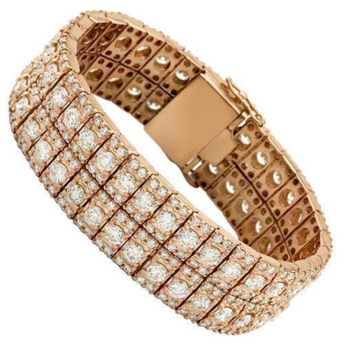 Two Row Diamond Bracelet in 14k Rose Gold 119.5 Ctw