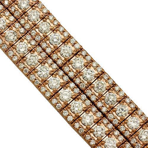 Two Row Diamond Bracelet in 14k Rose Gold 119.5 Ctw