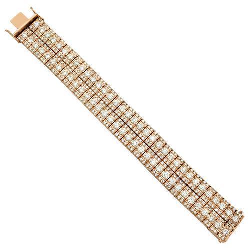 Two Row Diamond Bracelet in 14k Rose Gold 119.5 Ctw