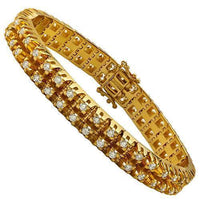 Thumbnail for Two Row Diamond Tennis Bracelet in 14k Yellow Gold 4.81 Ctw