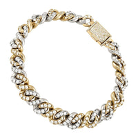 Thumbnail for Two Tone Gold Diamond Infinity Cuban Link Bracelet 9 mm 7 Ctw