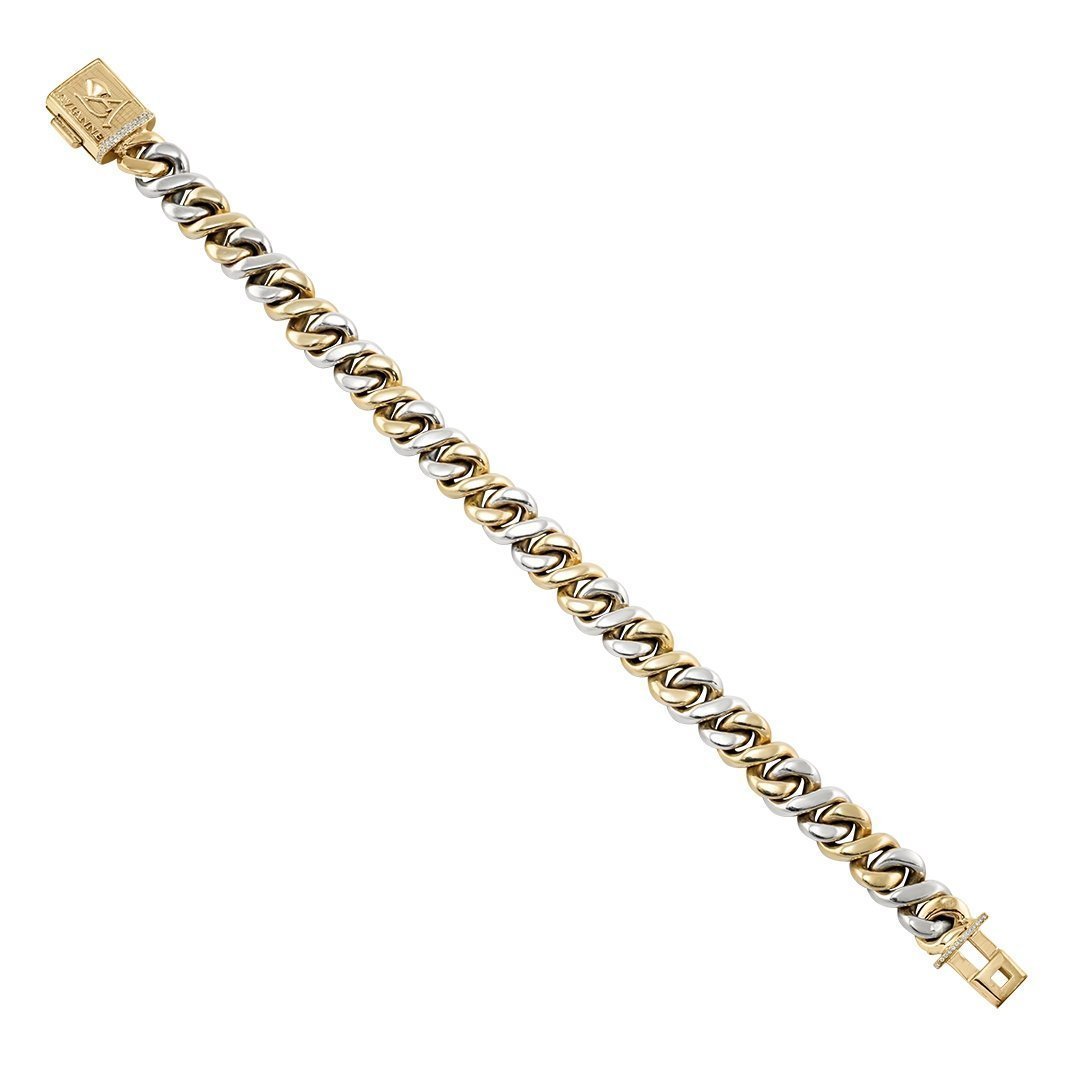 Two Tone Gold Diamond Infinity Cuban Link Bracelet 9 mm 7 Ctw