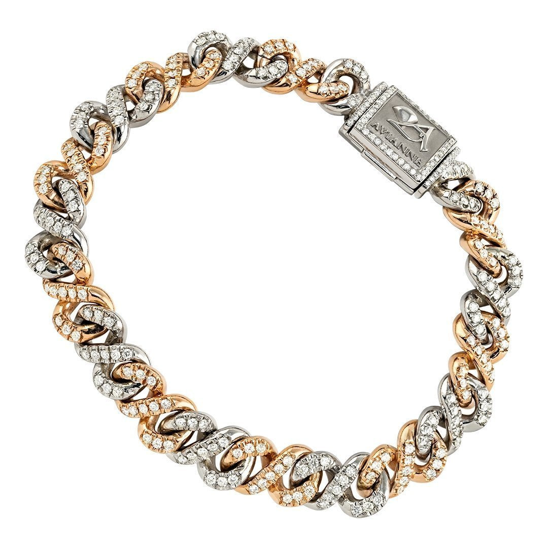 Two Tone Gold Diamond Infinity Link Bracelet 9 mm 3 Ctw