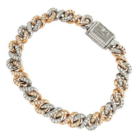 Thumbnail for Two Tone Gold Diamond Infinity Link Bracelet 9 mm 3 Ctw