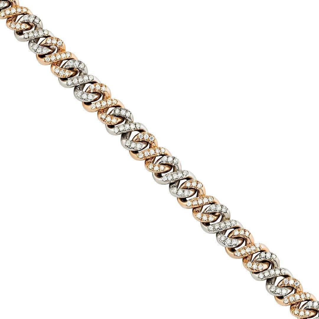 Two Tone Gold Diamond Infinity Link Bracelet 9 mm 3 Ctw