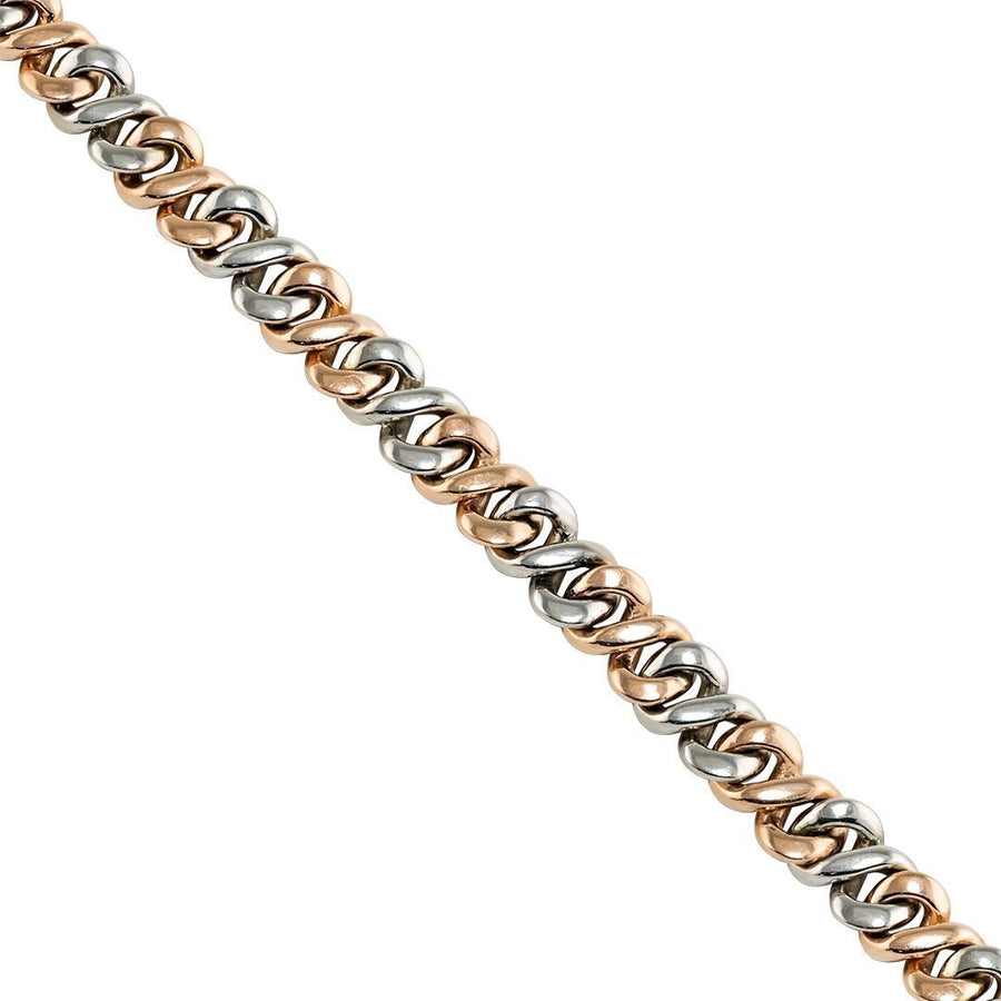 Two Tone Gold Diamond Infinity Link Bracelet 9 mm 3 Ctw