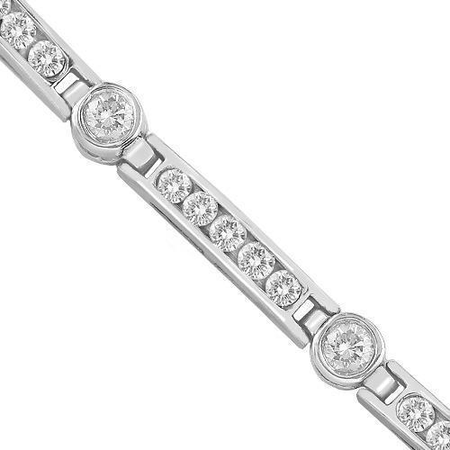 Womens VS Diamond Bracelet Channel & Bezel Set 2.50 ctw in 14k White Gold