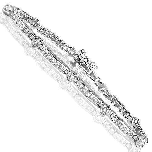 Womens VS Diamond Bracelet Channel & Bezel Set 2.50 ctw in 14k White Gold