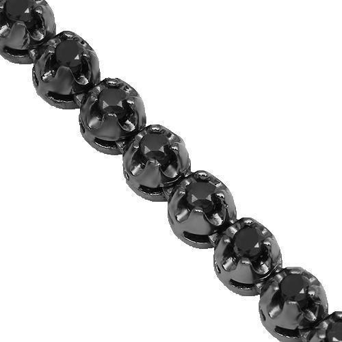 10k Gold Black Rhodium Mens Black Diamond Tennis Chain 14.80 Ctw