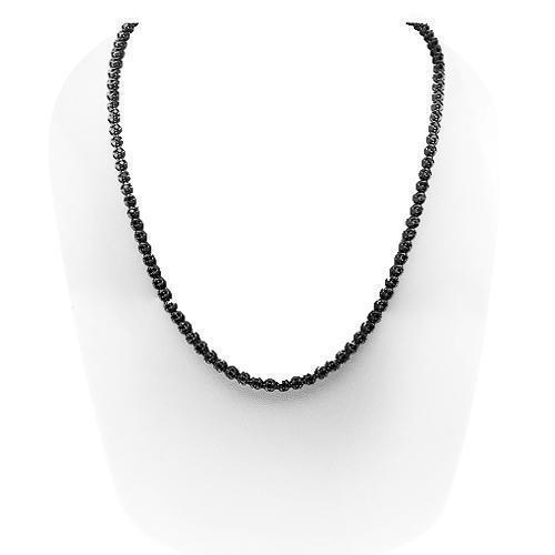 10K Gold Black Rhodium Plated Mens Black Diamond Tennis Chain 14.80 Ctw