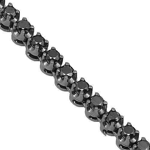 10K Gold Black Rhodium Plated Mens Black Diamond Tennis Chain 24.11 Ctw