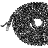 Thumbnail for 10K Gold Black Rhodium Plated Mens Black Diamond Tennis Chain 24.11 Ctw