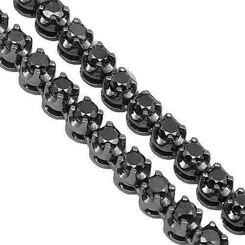 10K Gold Black Rhodium Plated Mens Black Diamond Tennis Chain 24.11 Ctw