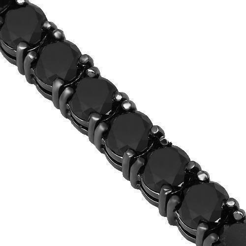 10K Gold Black Rhodium Plated Mens Diamond Tennis Chain with Black Diamonds 143.00 Ctw