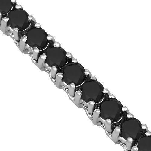 10k White Gold Mens Black Diamond Tennis Chain Ctw