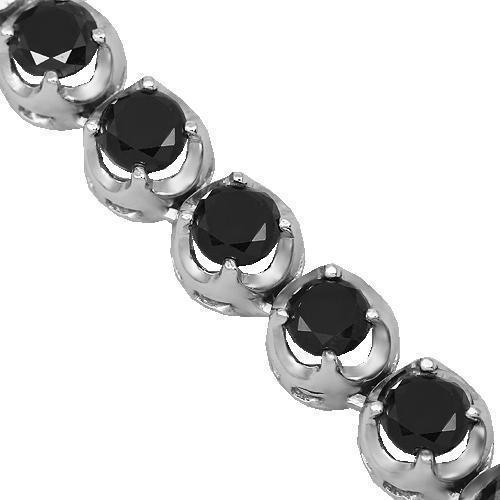 10K White Gold Mens Black Diamond Tennis Chain 76.08 Ctw