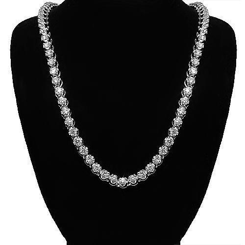 10K White Gold Mens Classic Diamond Tennis Chain 11.00 Ctw