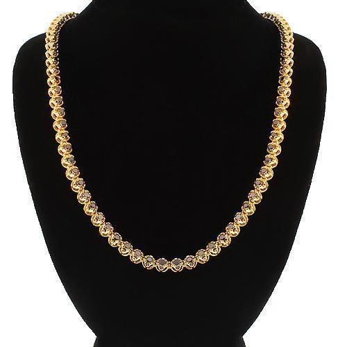 10K Yellow Gold Mens Black Diamond Tennis Chain 13.75 Ctw