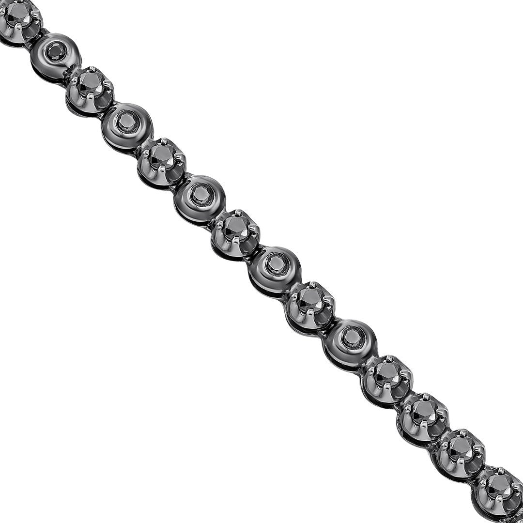 14K GOLD BLACK RHODIUM PLATED MENS DIAMOND TENNIS CHAIN WITH BLACK DIAMONDS 13 CTW