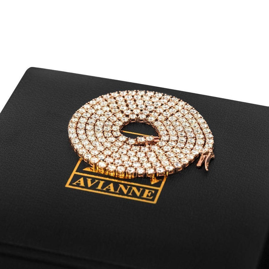 14k Rose Gold Tennis Chain 20 Inches 14.31 Ctw