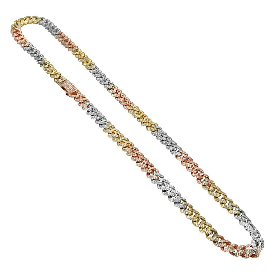 14k Tri Tone Gold Diamond Cuban Chain 12.0 ctw