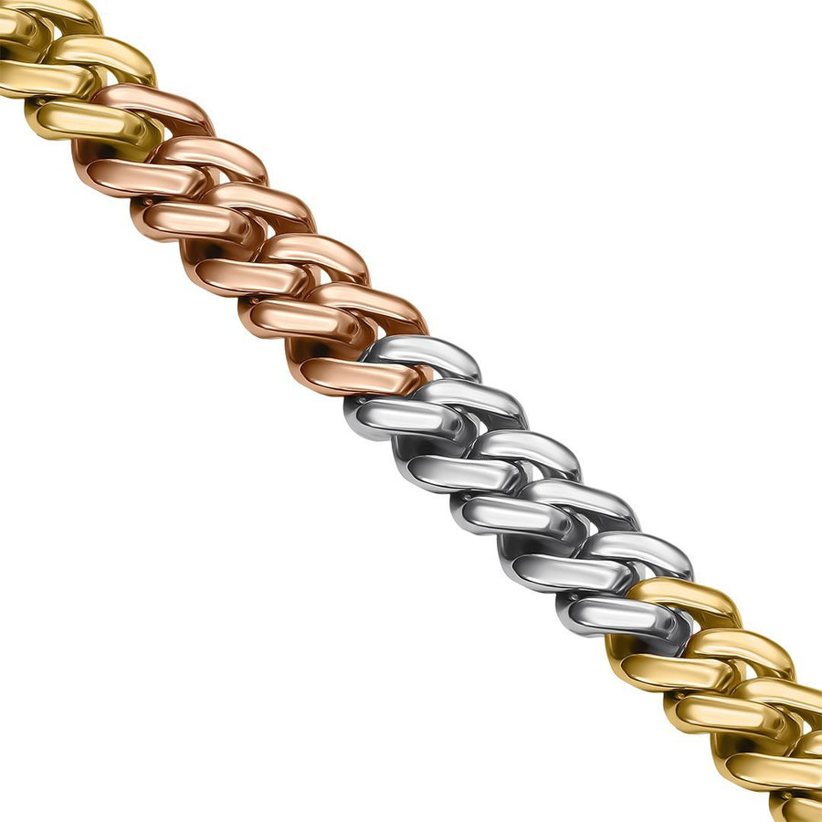 14k Tri Tone Gold Diamond Cuban Chain 12.0 ctw