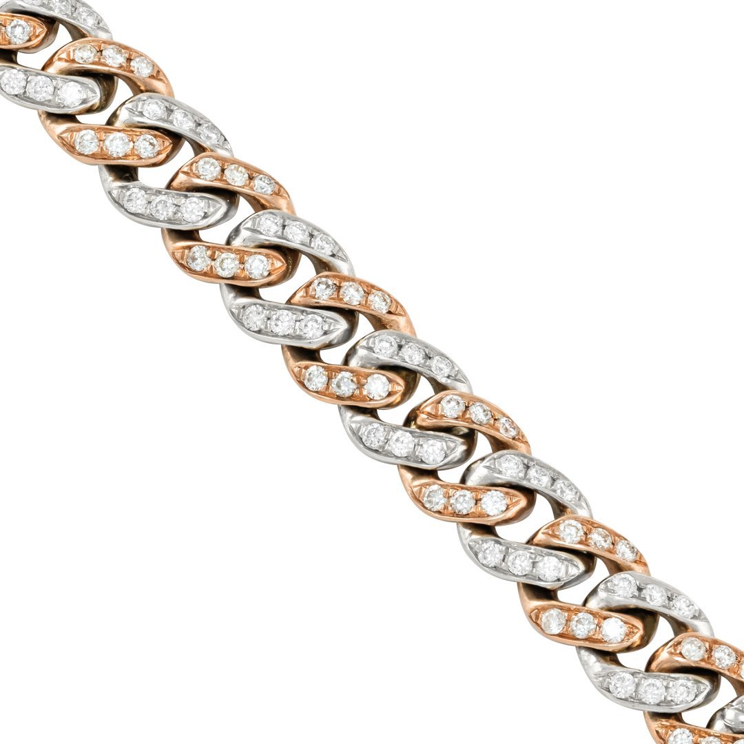 14k Two Tone Gold Diamond Cuban Chain mm 15 Ctw