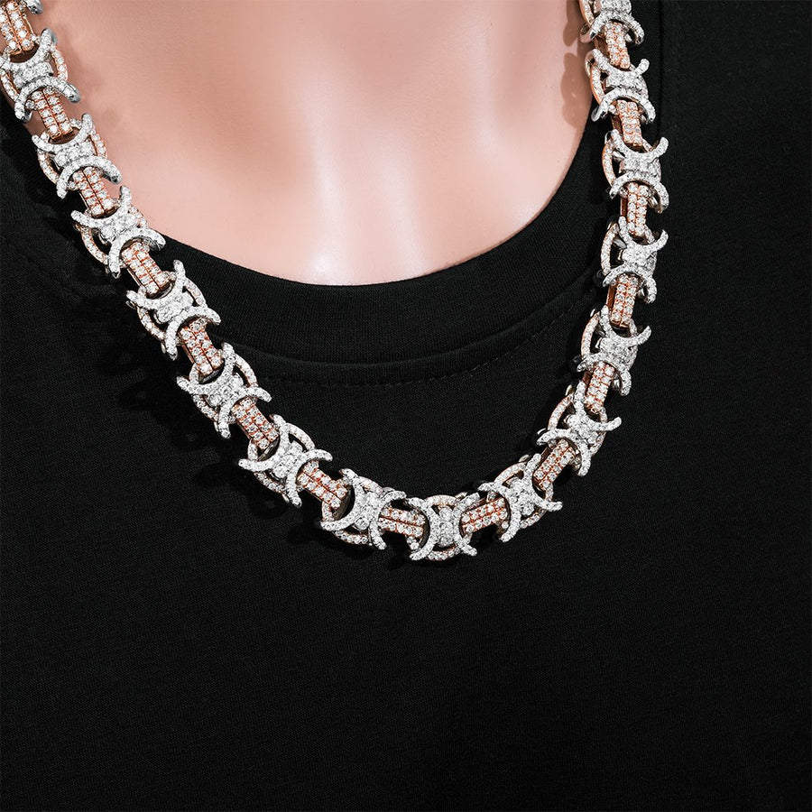 14K Two Tone Gold Diamond Double C Link Chain 39.18 Ctw 15 mm