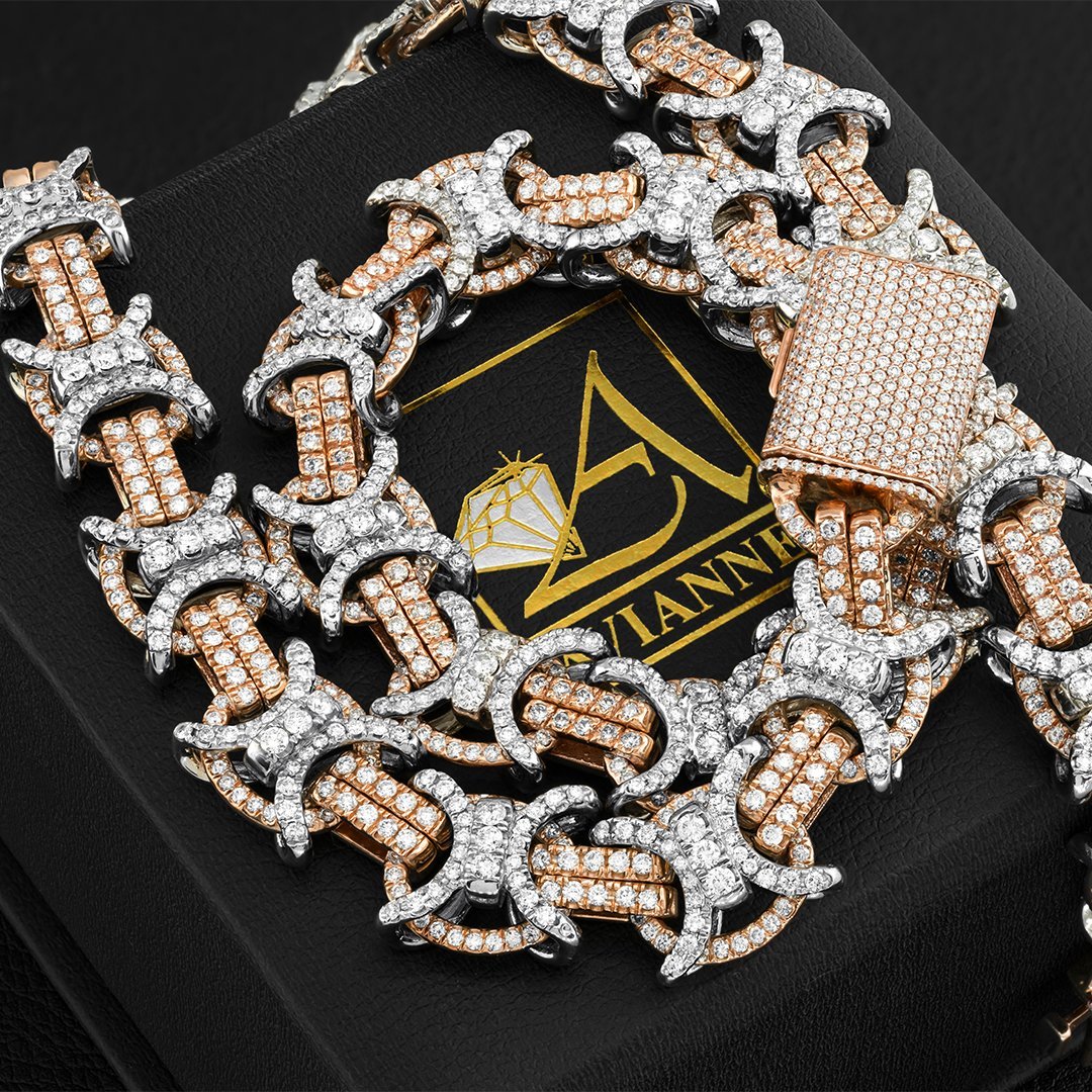 Double R Chain Diamond 14k Two Tone Gold Diamond Double C Link Chain 15 mm 39.18 Ctw – Avianne ...