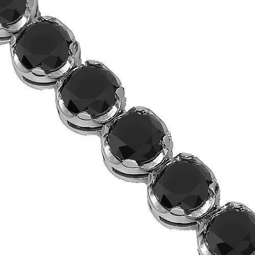 14K White Gold Mens Black Diamond Tennis Chain 200.00 Ctw
