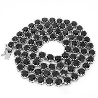 Thumbnail for 14K White Gold Mens Black Diamond Tennis Chain 200.00 Ctw