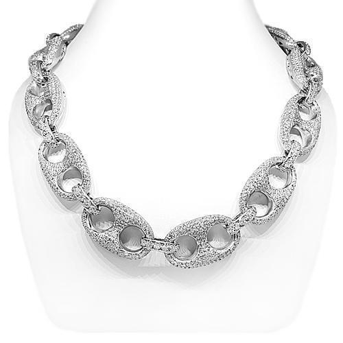 14k White Gold Mens Diamond Mariner Link Chain Ctw