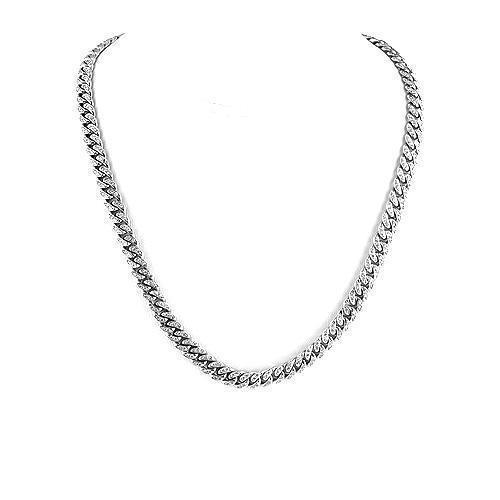 14k White Gold Mens Custom Diamond Cuban Chain 8.50 Ctw Avianne Jewelers