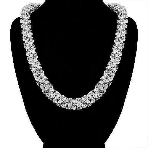 14K White Gold Mens Diamond Chain 65.55 Ctw