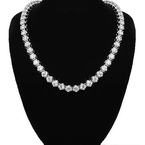 14K White Gold Mens Diamond Prong Set Tennis Chain 6.50 Ctw