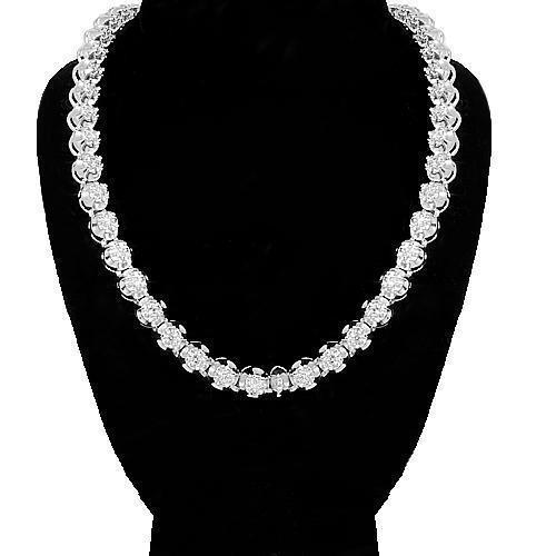 14K White Gold Mens Diamond Tennis Chain 9.00 Ctw