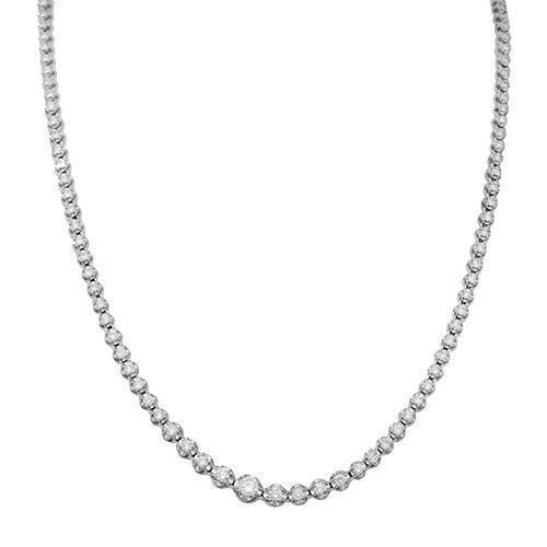 14K White Solid Gold Womens Diamond Necklace 2.79 Ctw