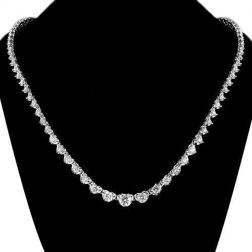 14K White Solid Gold Womens Diamond Necklace 4.90 Ctw