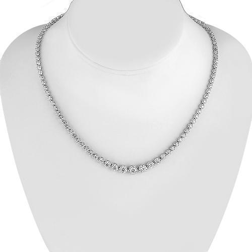 14K White Solid Gold Womens Diamond Necklace 6.25 Ctw