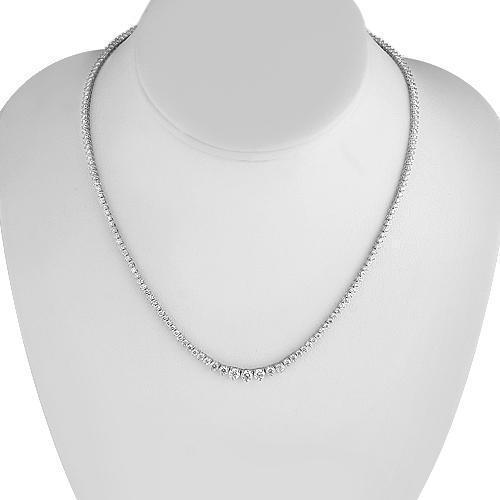 14K White Solid Gold Womens Diamond Necklace 6.50 Ctw