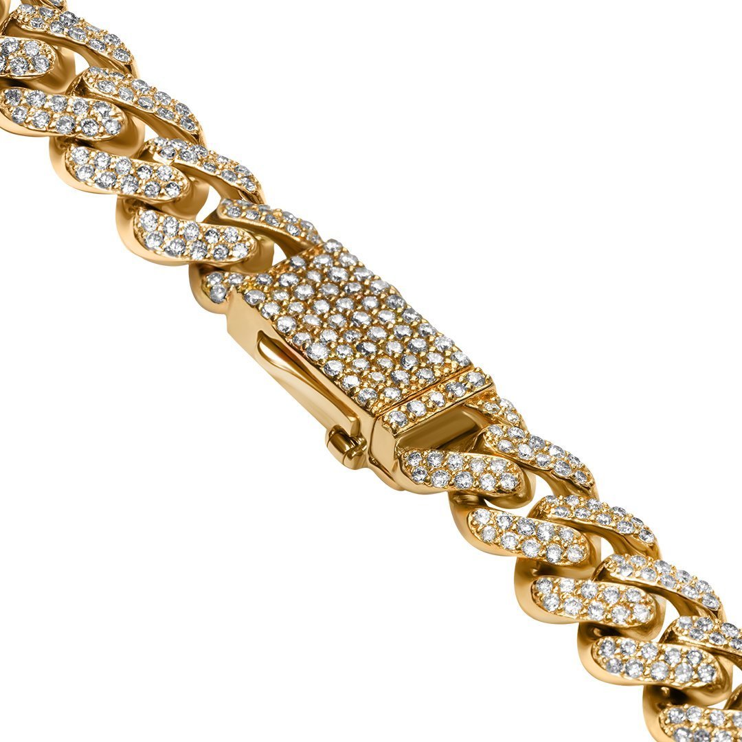 Yellow 14K Yellow Gold Diamond Cuban Chain 11.67 Ctw