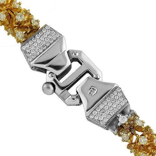 14K Yellow Gold Mens Custom Made Diamond Chain 43.00 Ctw