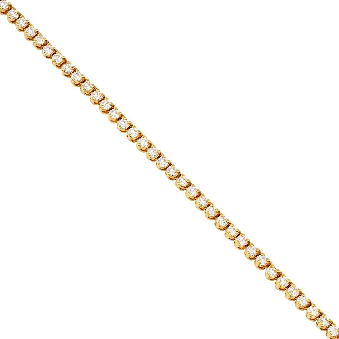 14k Yellow Gold Tennis Chain 24 Inches 2.5 mm 11.75 Ctw