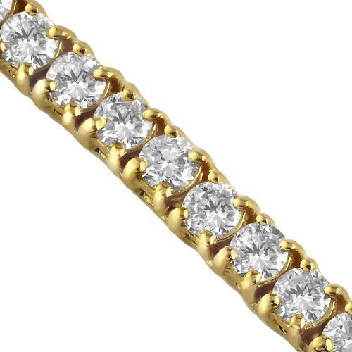 14K Yellow Gold Unisex Diamond Tennis Chain 21.89 Ctw 4 mm