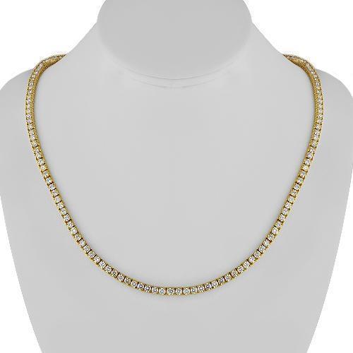 14K Yellow Gold Unisex Diamond Tennis Chain 21.89 Ctw 4 mm