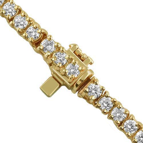 14K Yellow Gold Unisex Diamond Tennis Chain 21.89 Ctw 4 mm