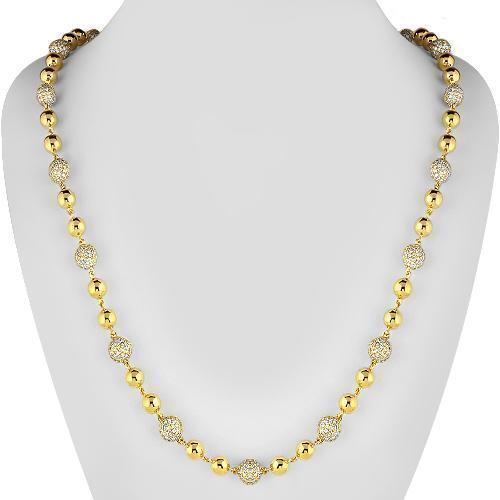 14k Yellow Gold Diamond Ball Bead Chain 23.00 Ctw