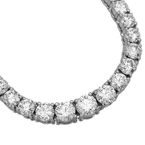 18K Solid White Gold Womens Diamond Necklace 25.50 Ctw